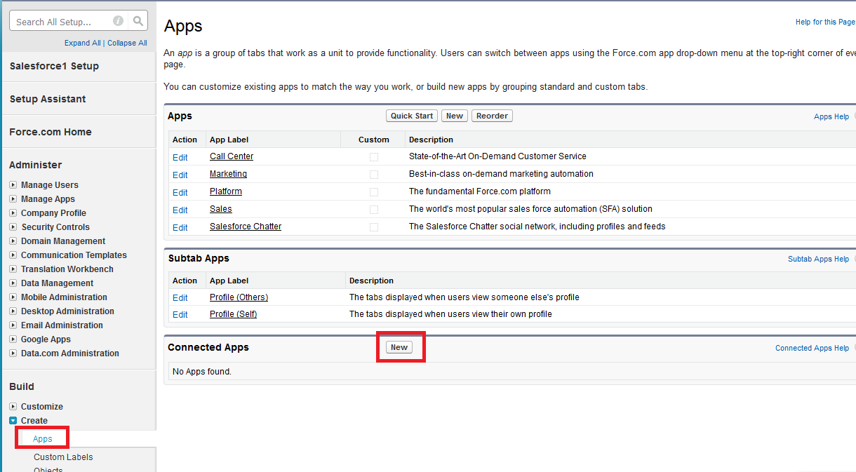 Salesforce New Application